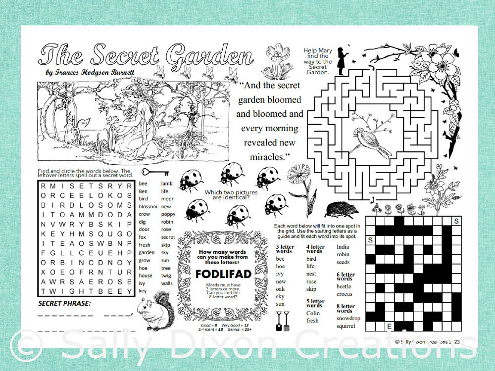 DIGITAL - The Secret Garden - Puzzle Activity Sheet - PDF Printable Download