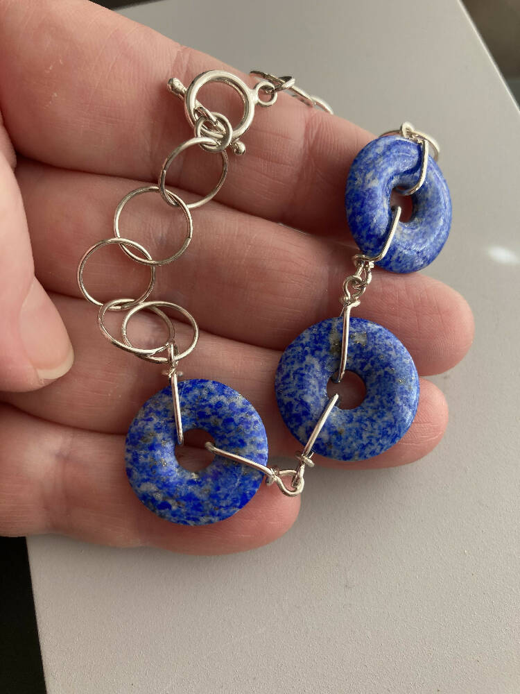 Lapis lazuli and sterling silver bracelet 2