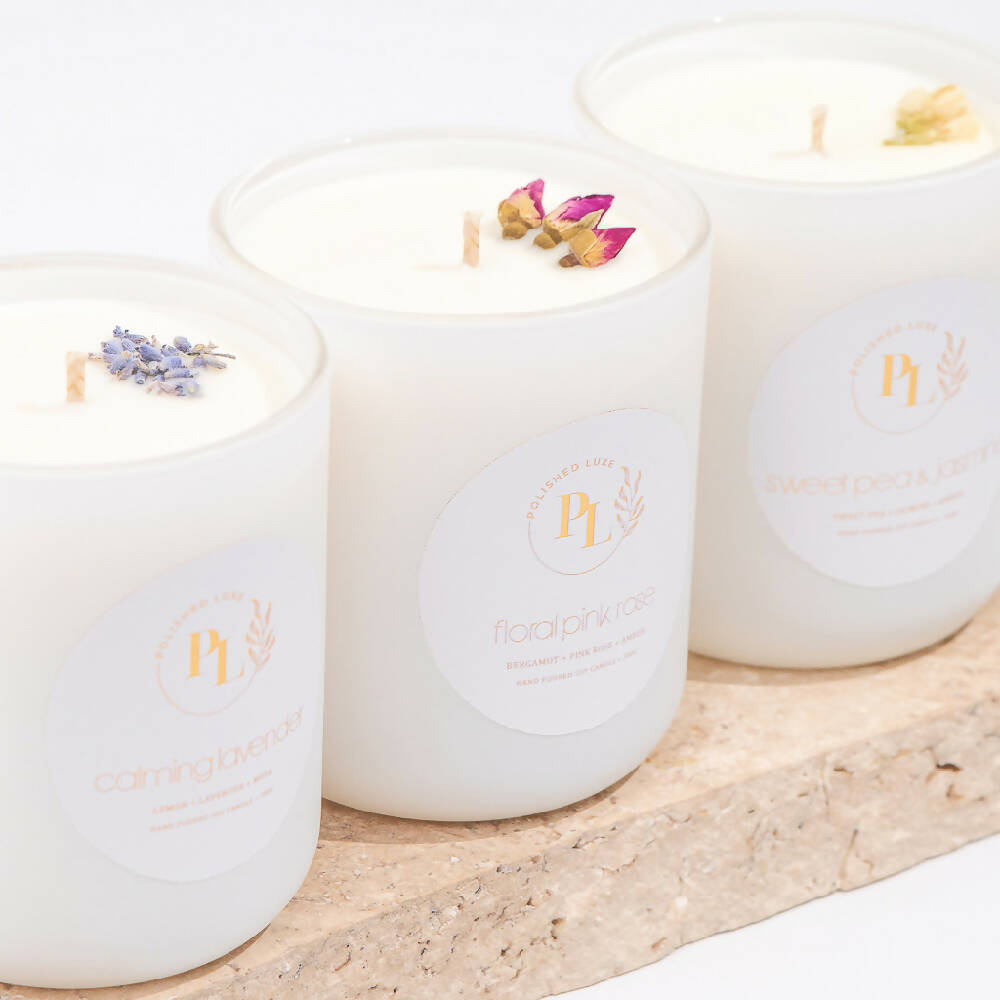 Floral Soy Candle Calming Lavender