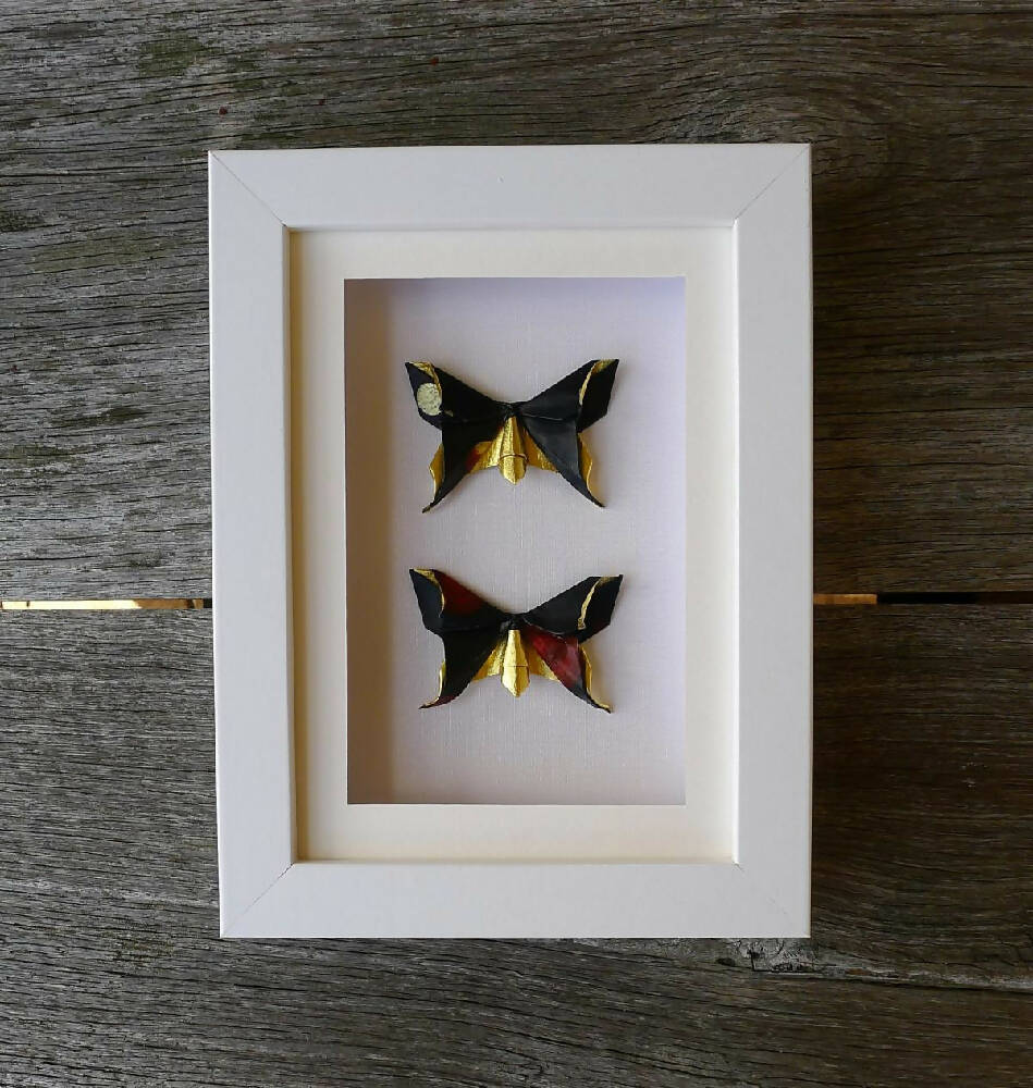 Framed handmade gift - Black Gold Butterflies - handmade gift for special occasion
