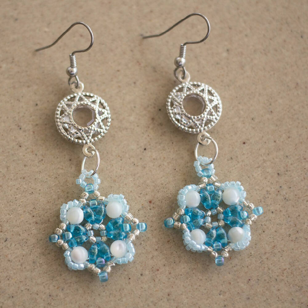 Boho Woven Bead Dangle Earrings