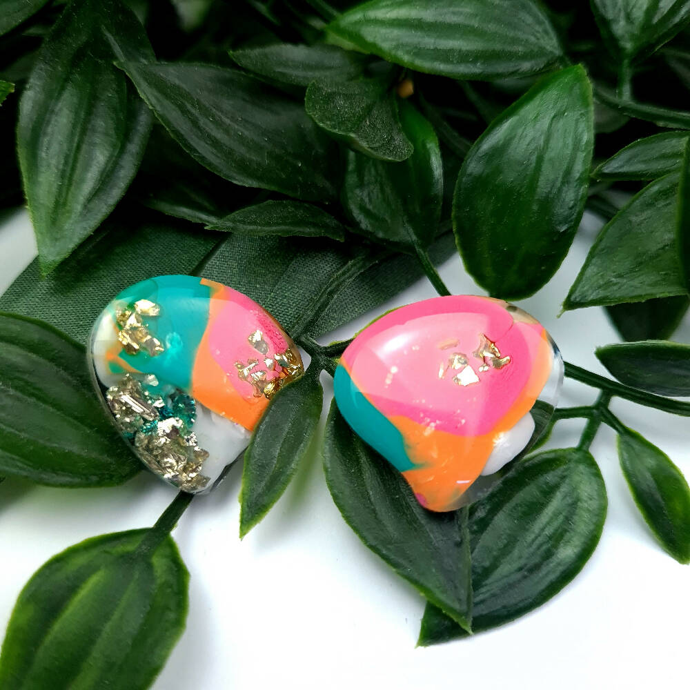Stud Earrings Annabelle Arc Lime Pink Gold (5)
