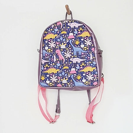 Girly Dino Fabric and Vinyl Mini Backpack