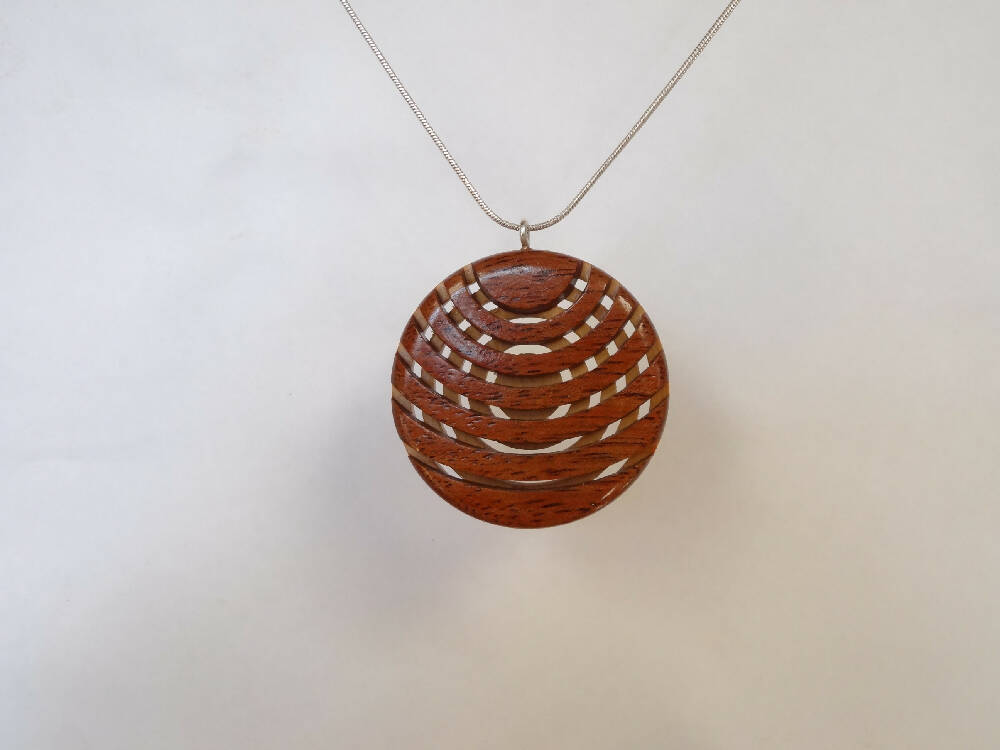 Wooden Pendant Double Sided Lattice Style See Through Pendant