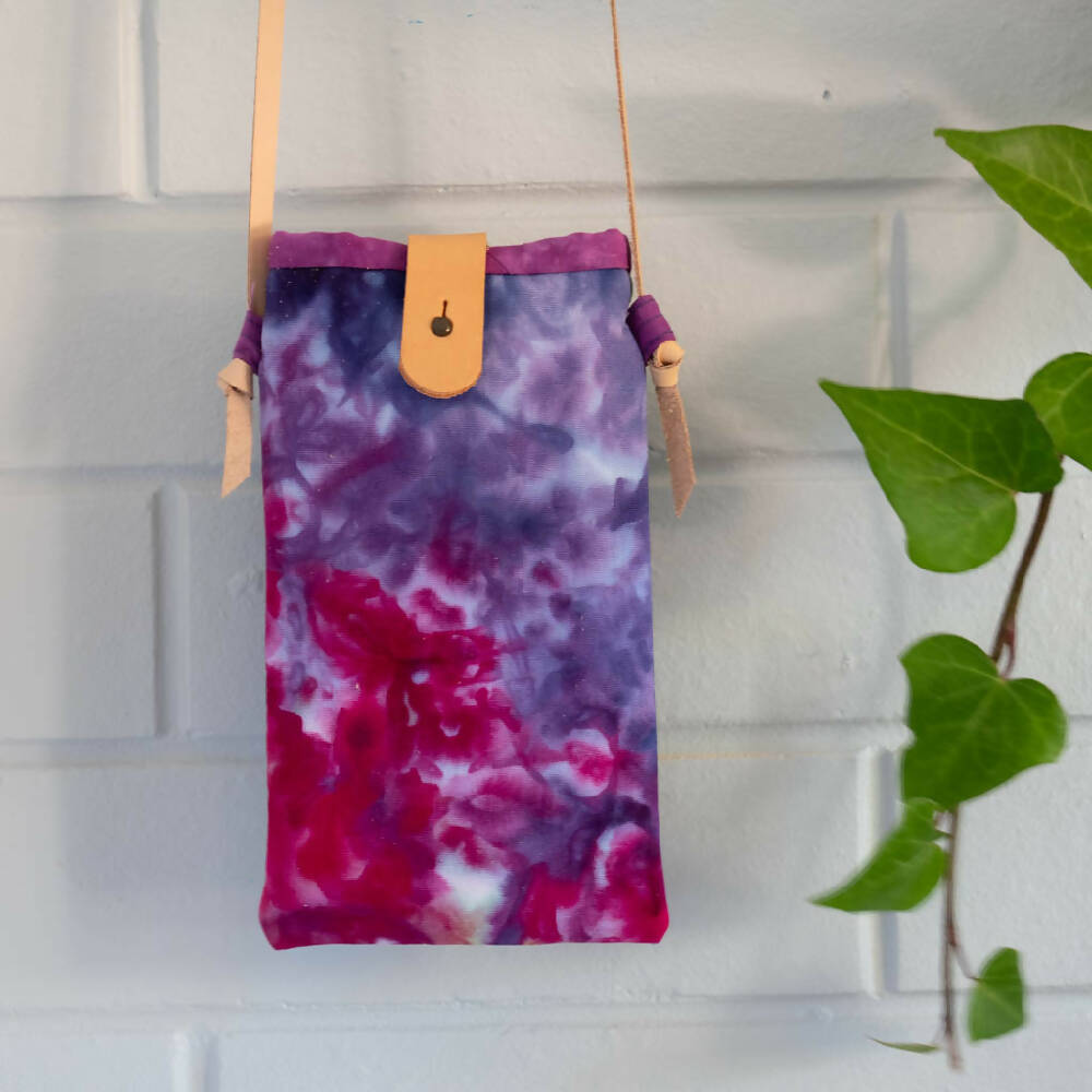 Ice Dyed Phone Carrier, Glasses Case, purple