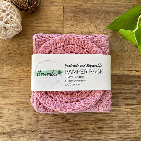 Pamper Pack - Body & Face scrubbie set - Rose Pink