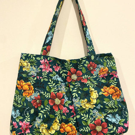 Green and bright flowers Tote Bag