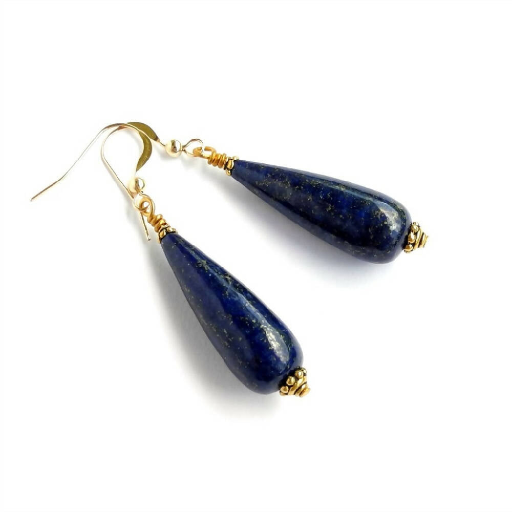 Teardrop Earrings Lapis Lazuli and Gold