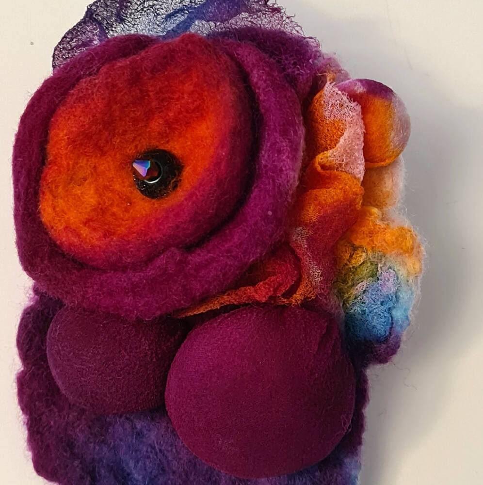 Silk and Hand Felted Brooches