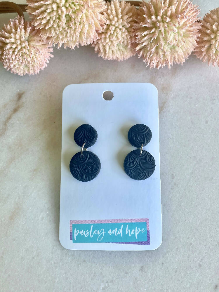 Embossed Polymer Clay Dangles - Black