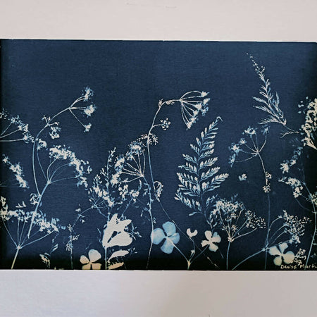 Meadow Mix - double exposure cyanotype original