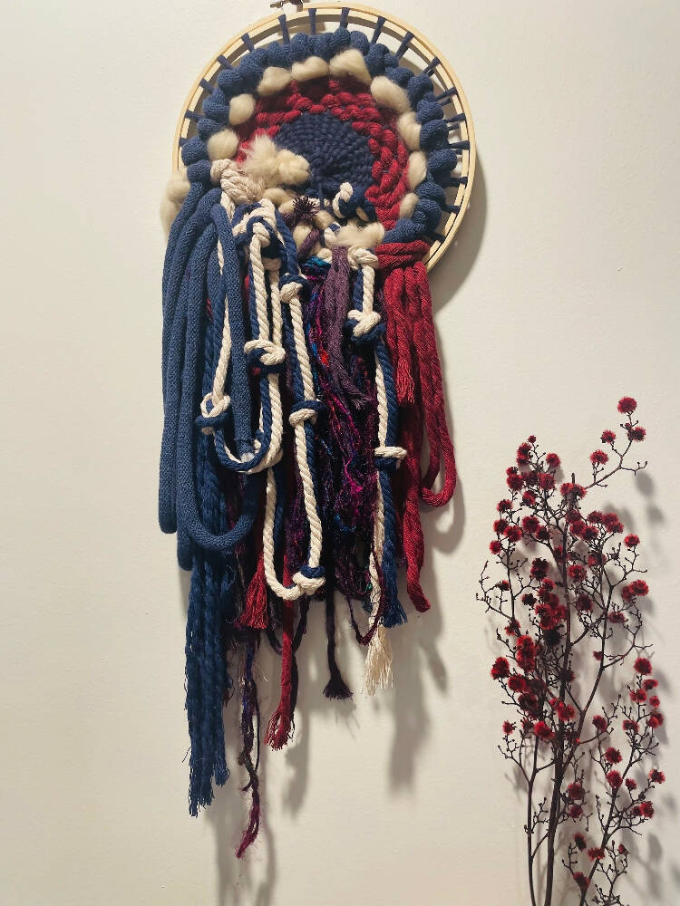 red and blue weaving