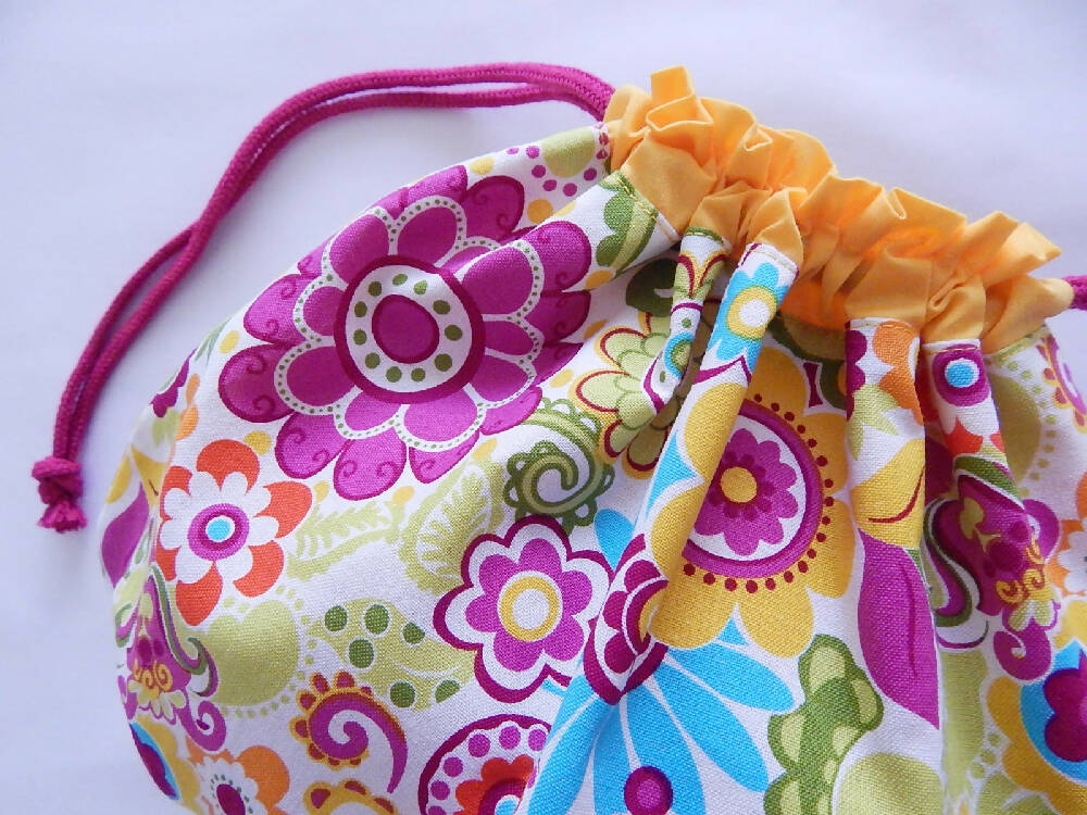 Drawstring Pouch/ Craft Bag/ Project Bag/ Cosmetics Bag