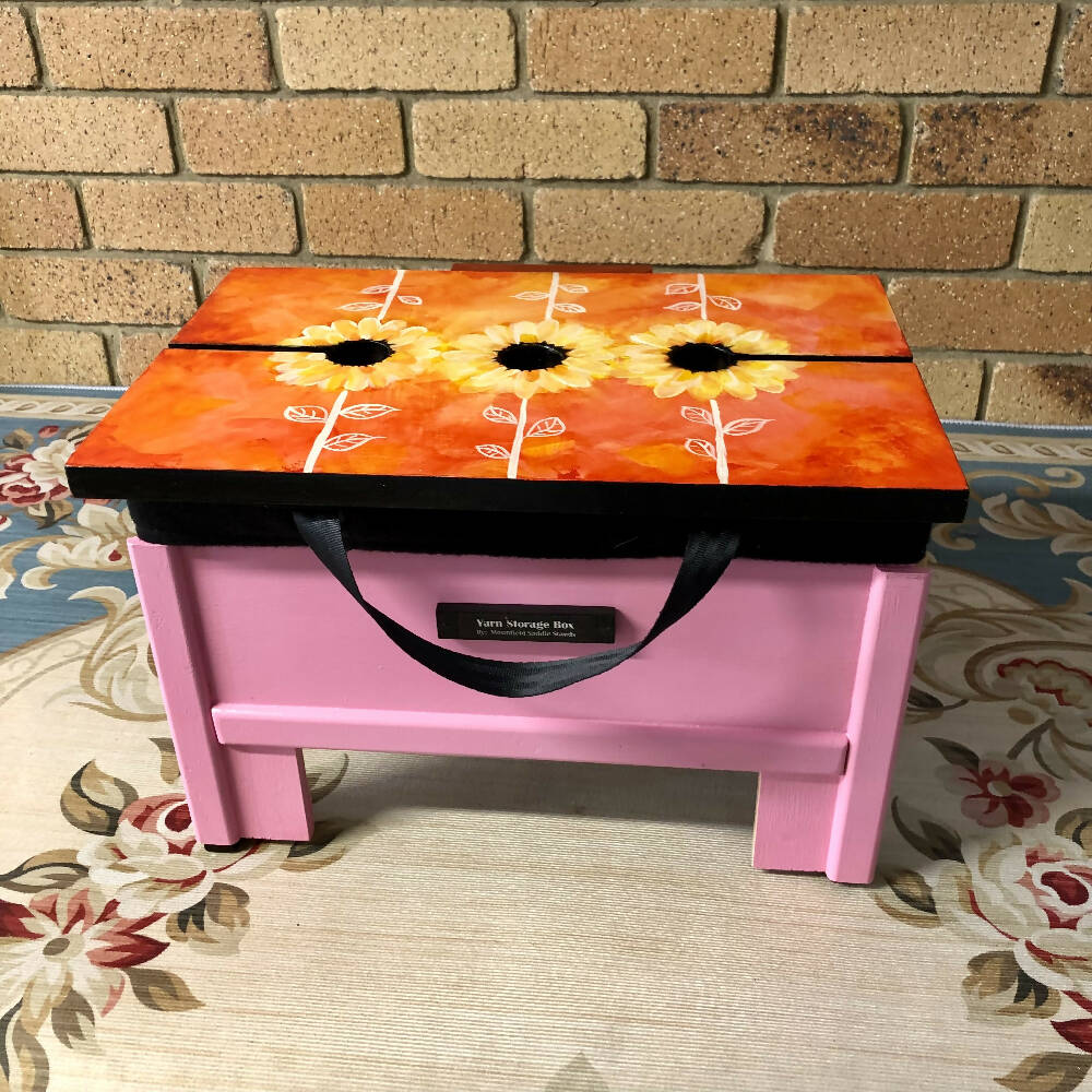 Yarn Storage Box, Orange Petals