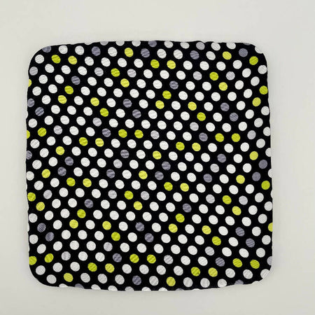 Cotton Case Mirror Play - Print with white, grey and green dots. BM-WGG Dots