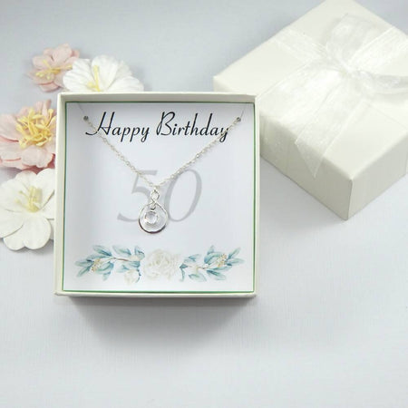 Personalized 50th Gift Necklace,50th Gift on Card