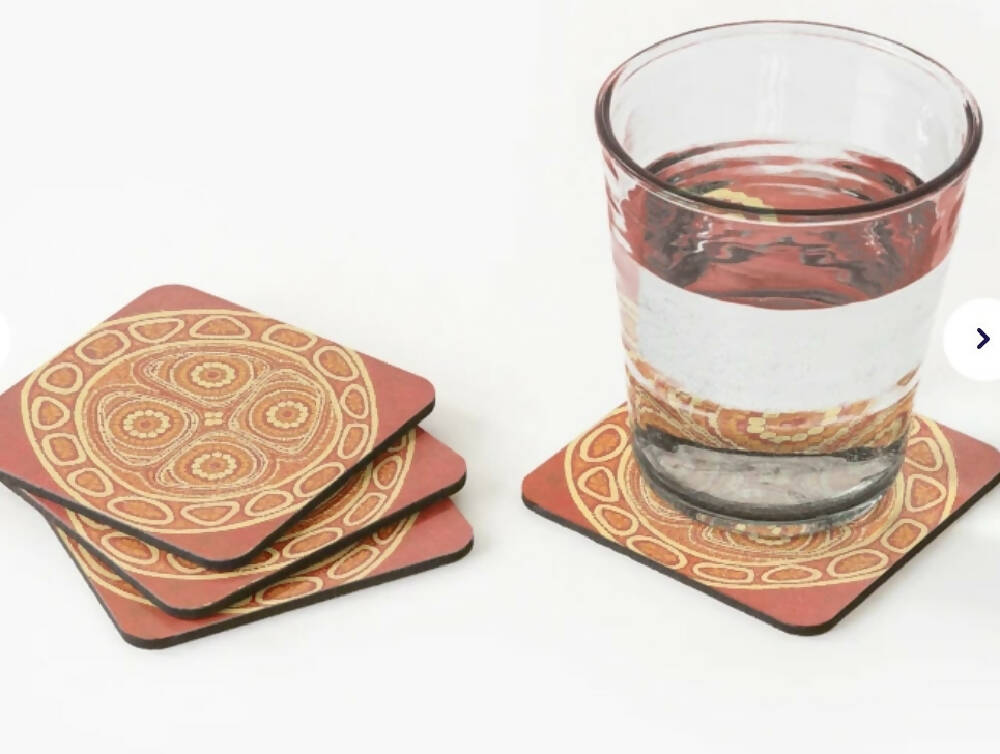 Strong Heart - Aboriginal Coasters (red)