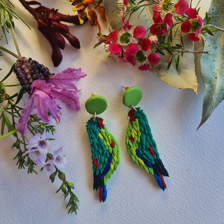 Stevie Swift Parrot Dangle Earrings