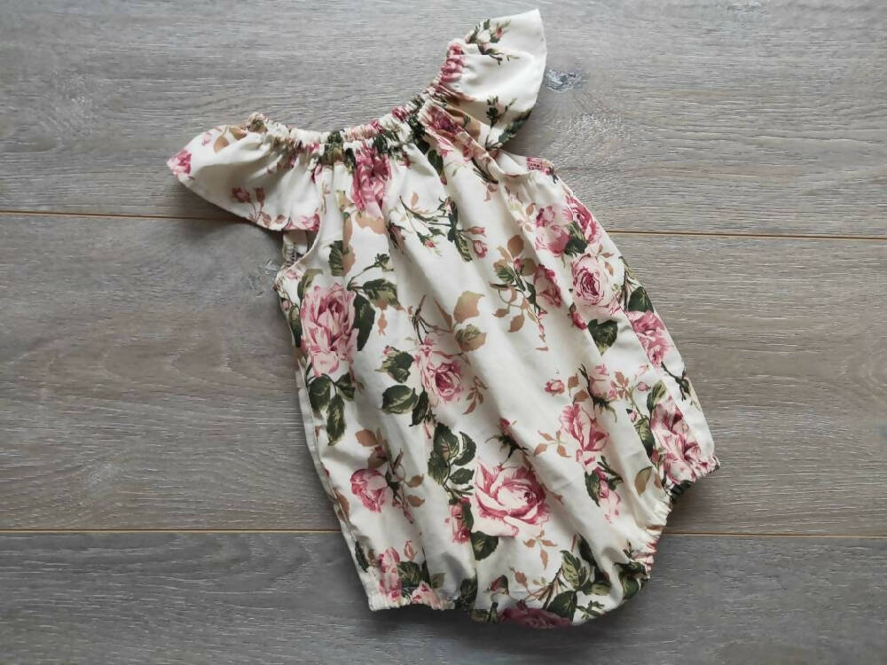 Vintage Rose Dress, Vintage Rose romper, rose headband, roses nappy cover, newborn set, birthday outfit
