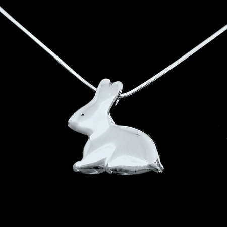 Chocolate Bunny - Handmade Sterling Silver Rabbit Pendant with Snake Chain