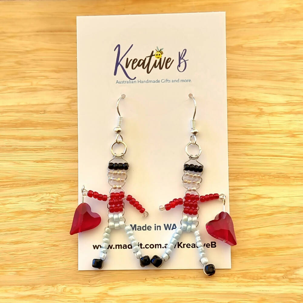Heart keeper beaded earrings