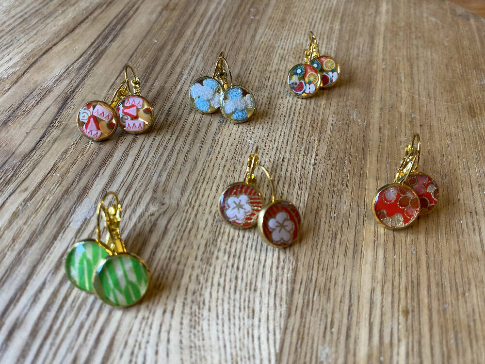 Japanese washi paper Resin earrings