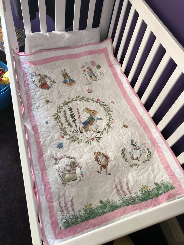 Rabbit baby cot quilt
