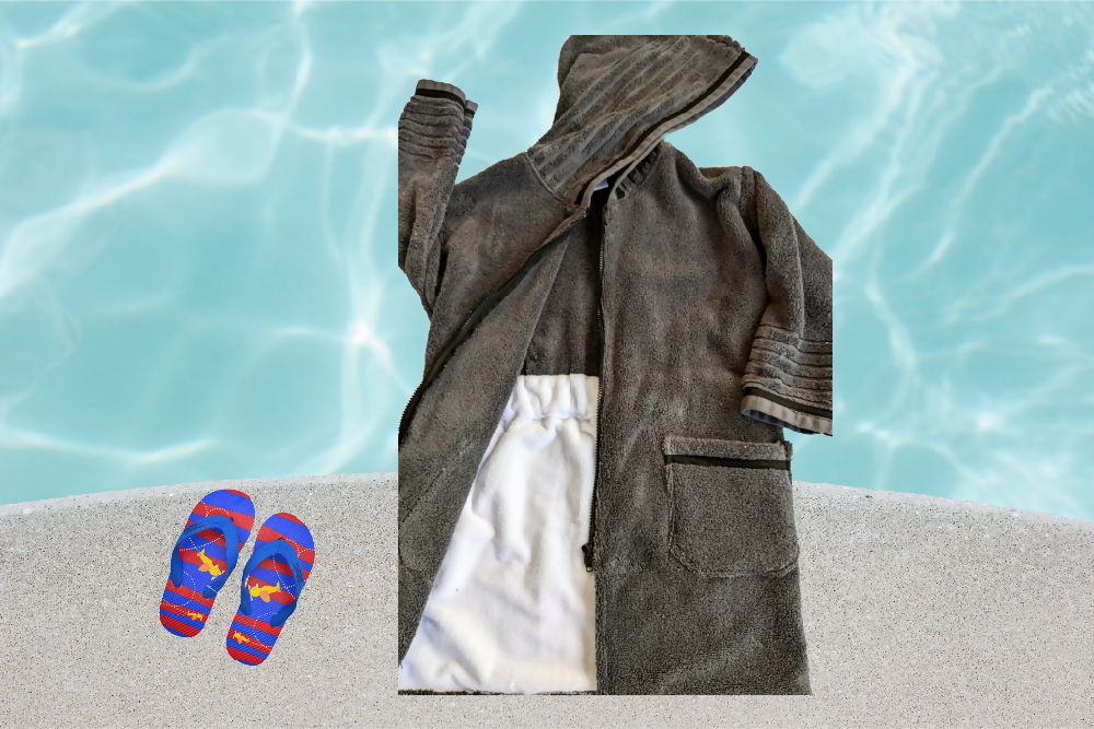 Kids SWIM ROBE, Smoky Grey, Size 8