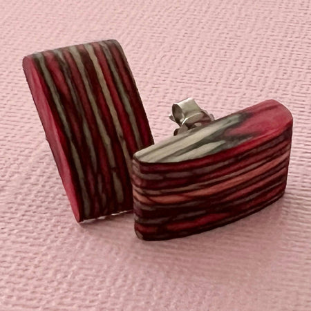 Unique Striped Wooden Stud Earrings