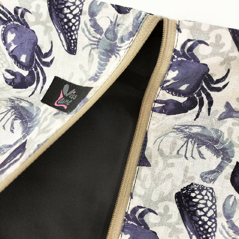 Crab and fish print waterproof bag. Toiletry bag