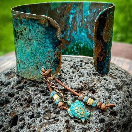 Ocean, Mud & Bush - Hand Forged Copper Cuff - Patina - Oxidised Copper - Artisan Jewellery