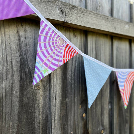 Flag Bunting - Swirls with Purple & Blue (7 flags)