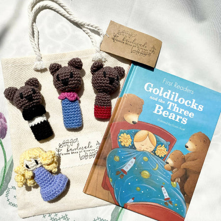 Finger Puppets Crochet Goldilocks and The Three Bears with book