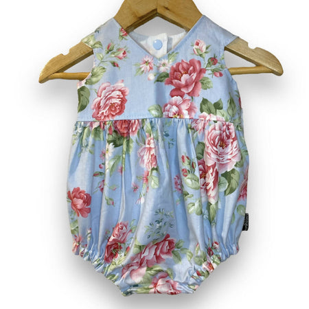 SIZE 000 Blue Roses Baby Tea Party Romper
