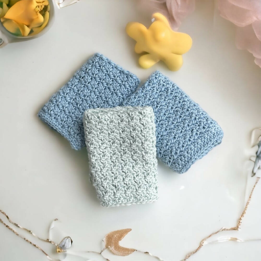 Crochet Baby Washcloths 100% Cotton set of 3