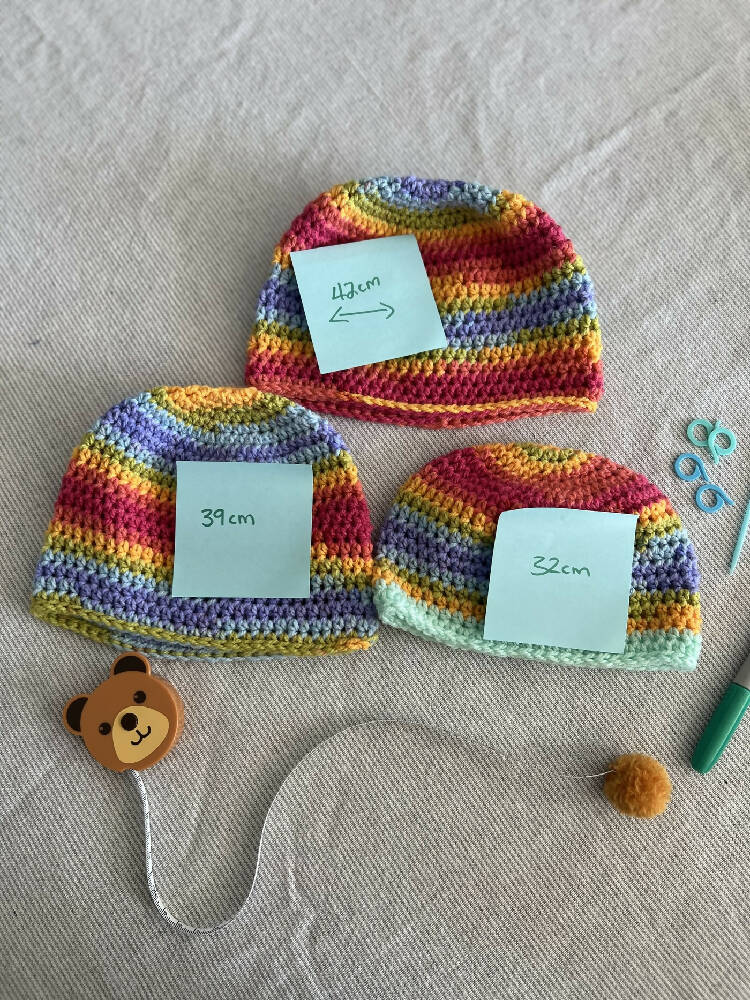 KIDS/CHILDREN | Crochet Beanie Hat | Rainbow | The Creative Quail