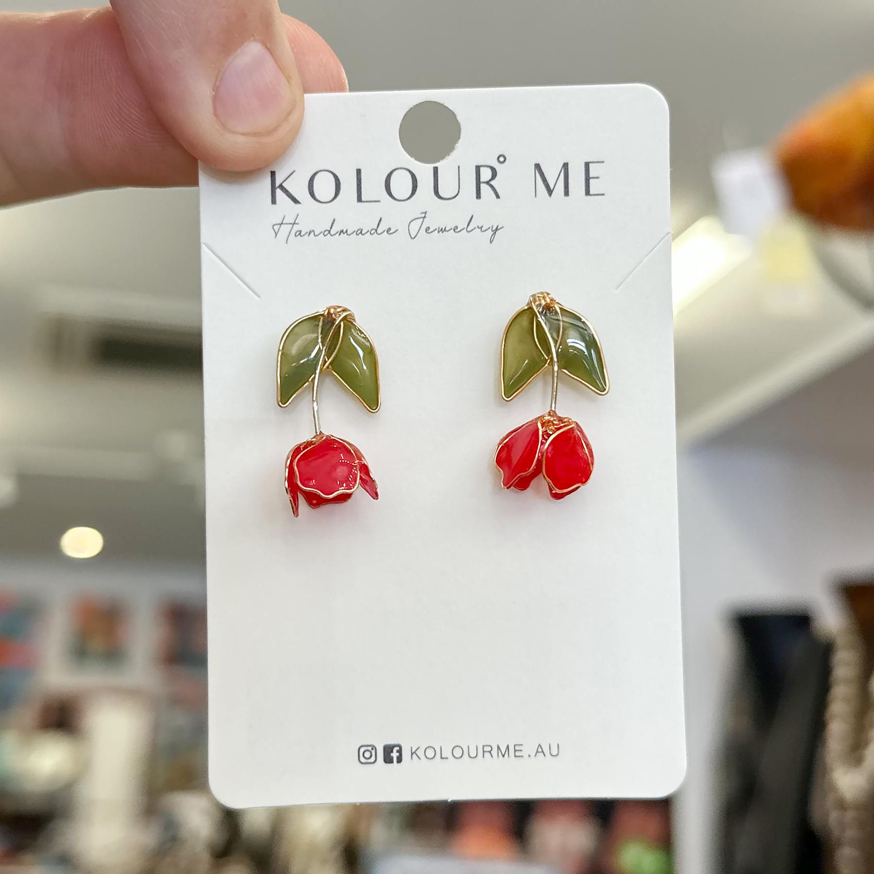 Tulip Dangle Stud Earrings | Handmade Botanical Jewelry
