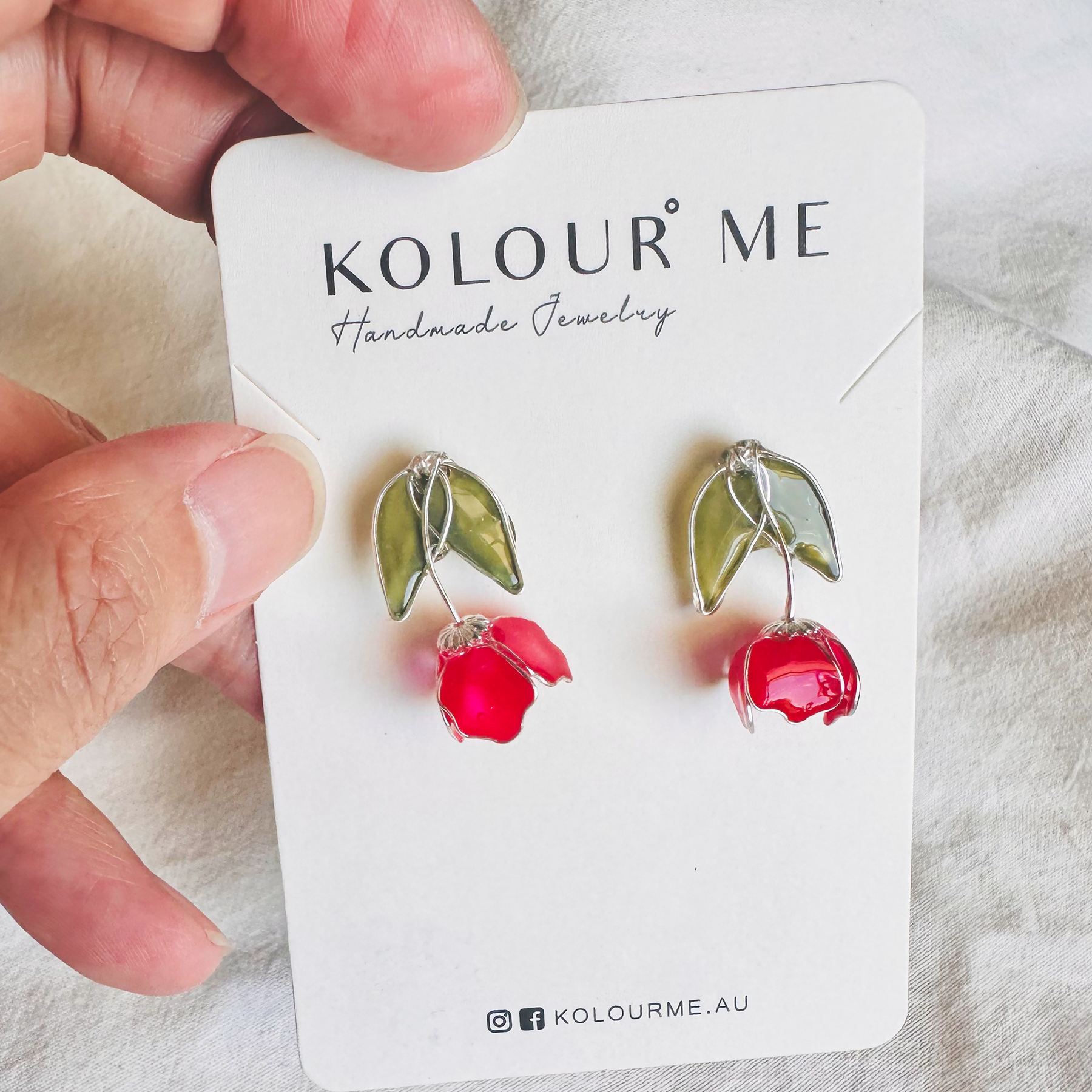 Tulip Dangle Stud Earrings | Handmade Botanical Jewelry