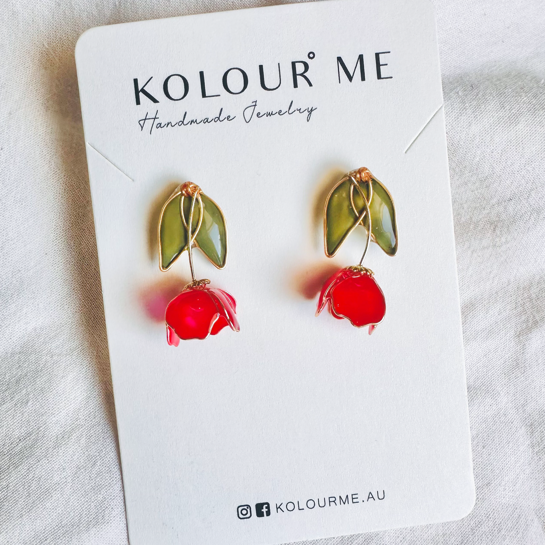 Tulip Dangle Stud Earrings | Handmade Botanical Jewelry