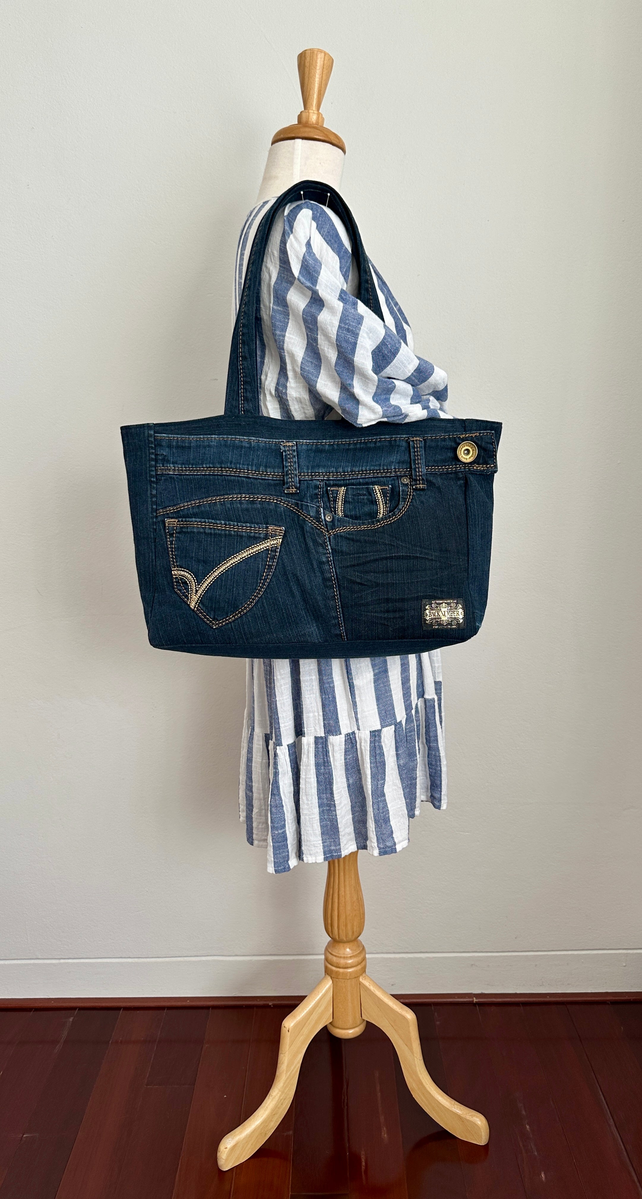 Upcycled Denim Tote with Tailored Lining