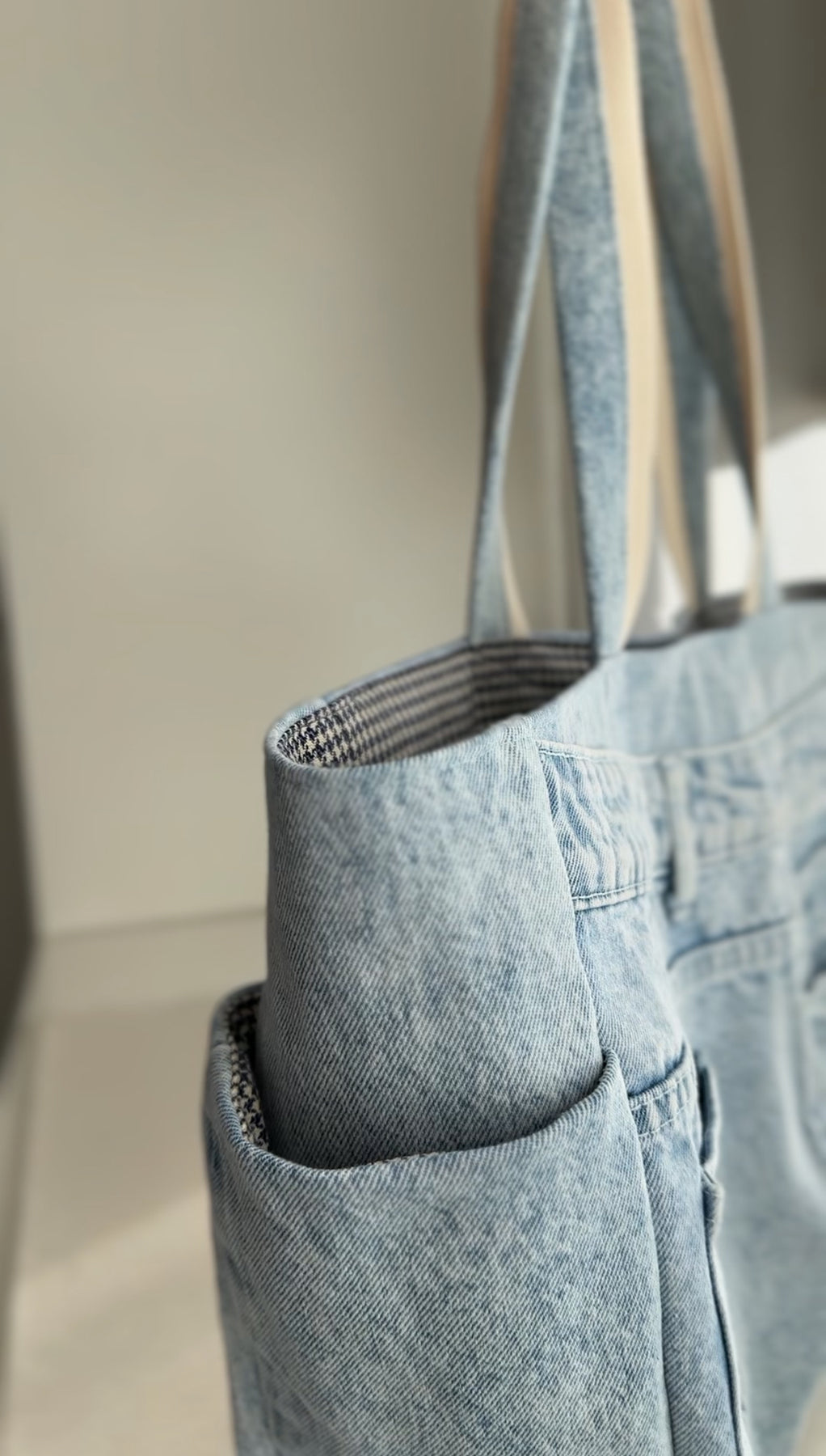 Light Blue Upcycled Denim Tote Bag