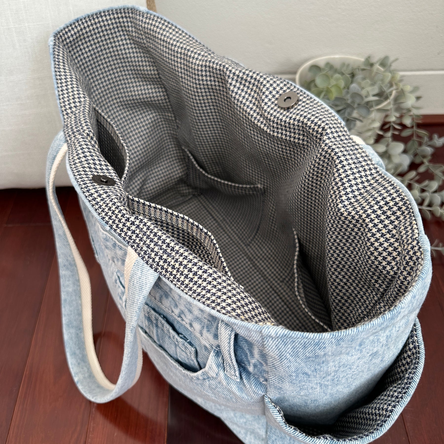 Light Blue Upcycled Denim Tote Bag