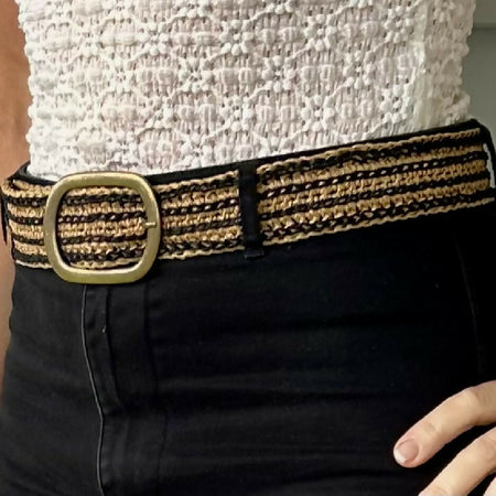 Crochet Bamboo Belt (Brass Buckle)