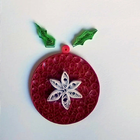 Paper Quilled bauble Christmas card