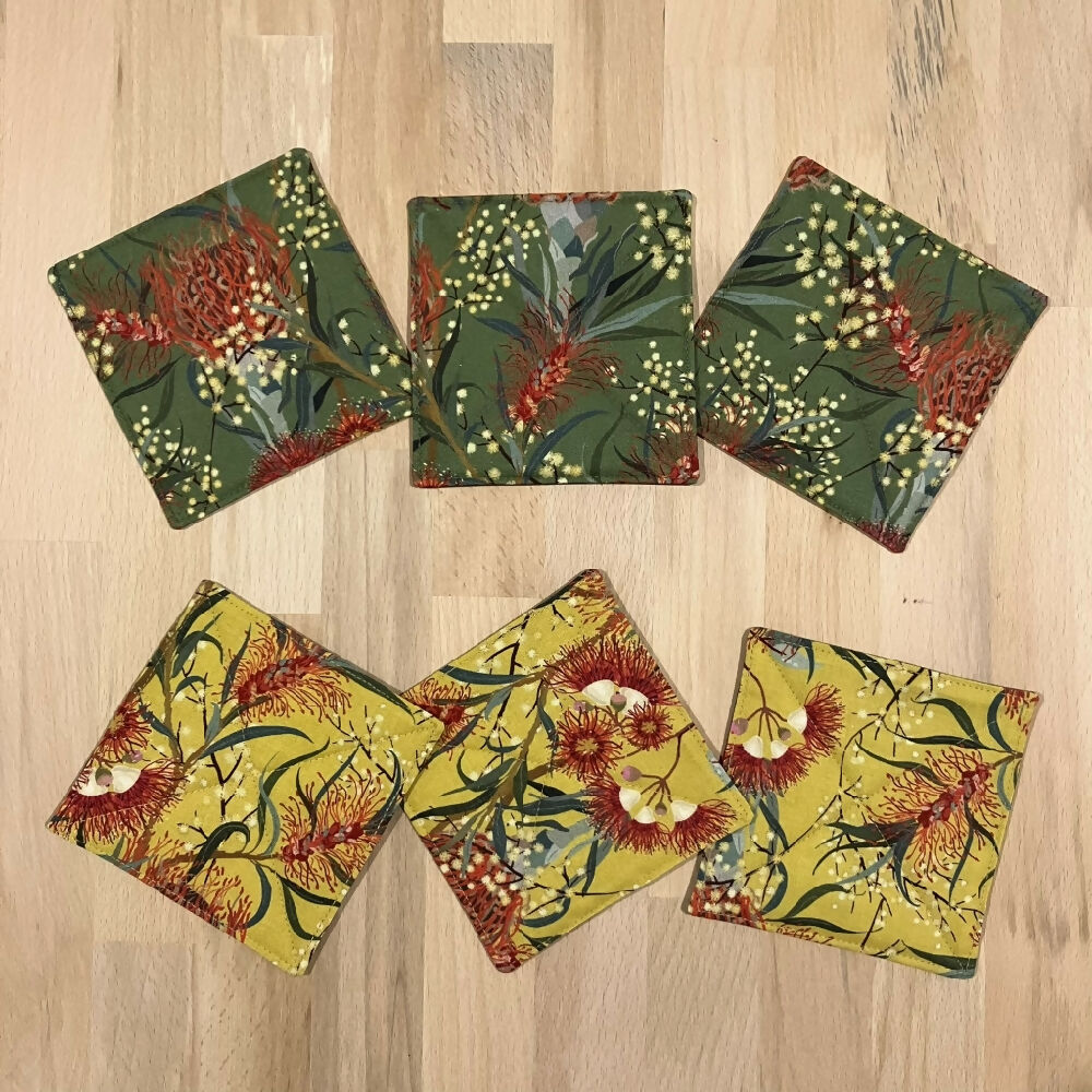 handmade Australian native reversible - green & mustard