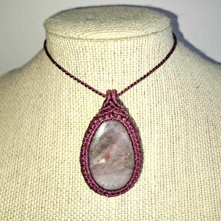 Pink Tourmaline Micro Macrame Necklace