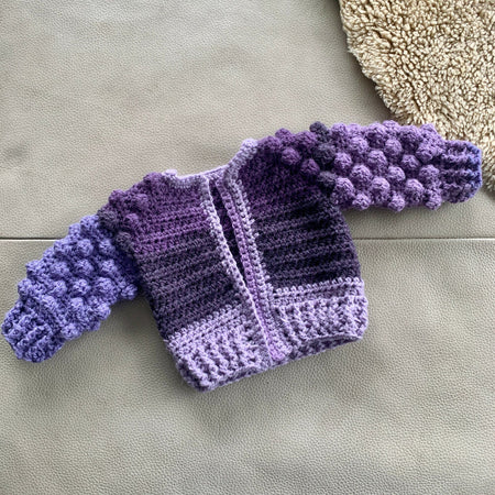 Purple Toned Bobble Crochet Jacket Baby