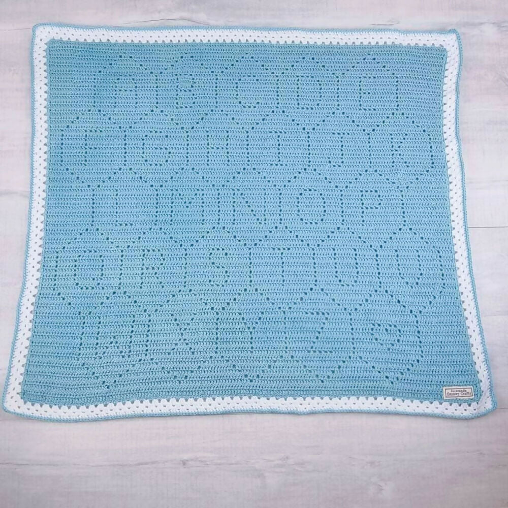 ABC Baby Blanket Teal Acrylic 6