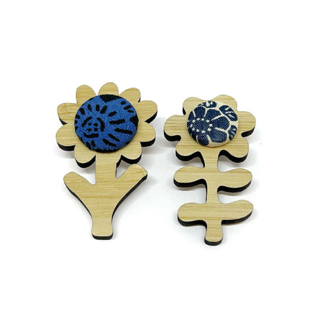 Flower Brooch Blue - set of two