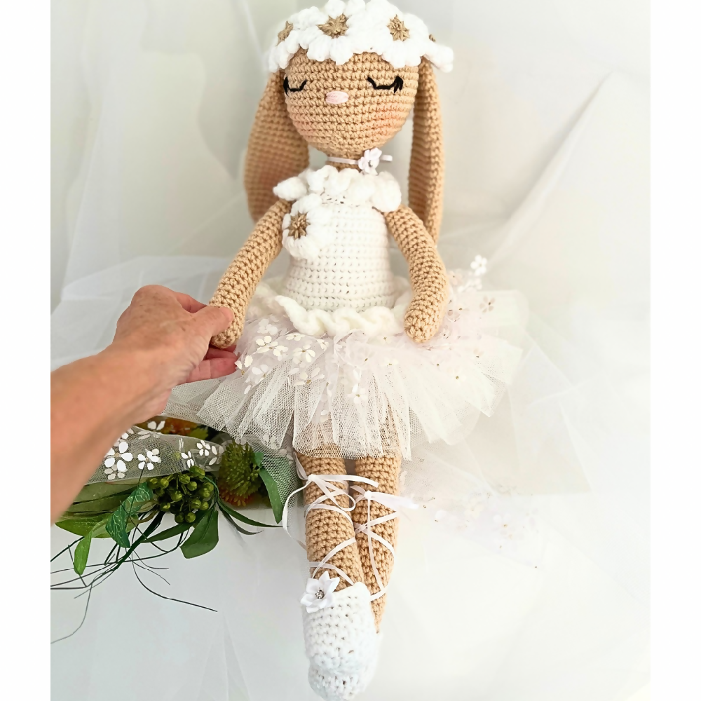 Crochet Bunny Doll, Crochet Ballerina Soft Doll